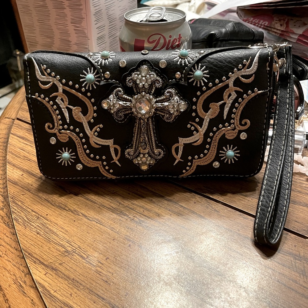 Leather bling wallet